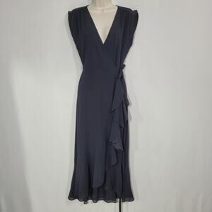 Yumi Kim Black Santorini Midi Sleeveless Ruffle Hem Dress Size S